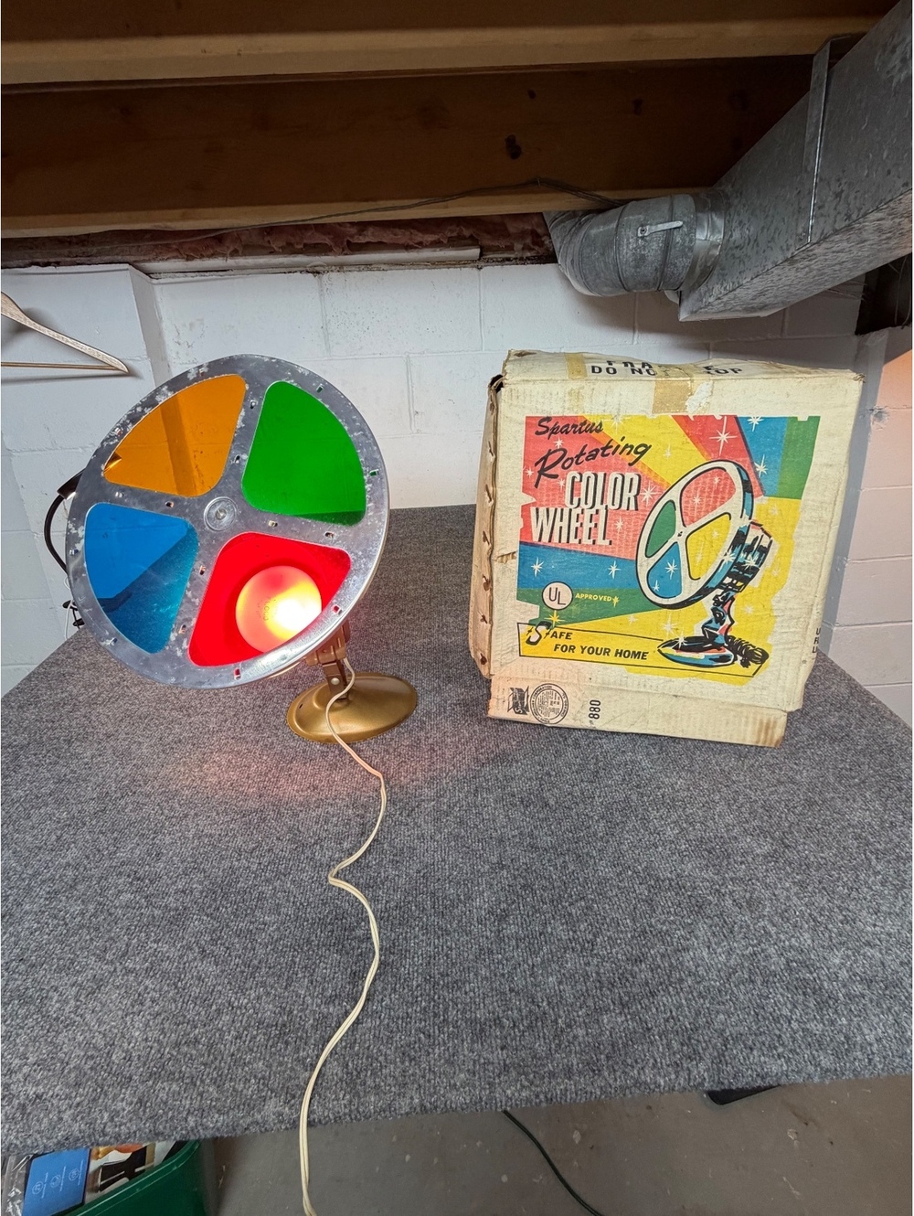 Vintage Christmas Tree Light Spartus Rotating 12" Color Wheel Revolving Silent